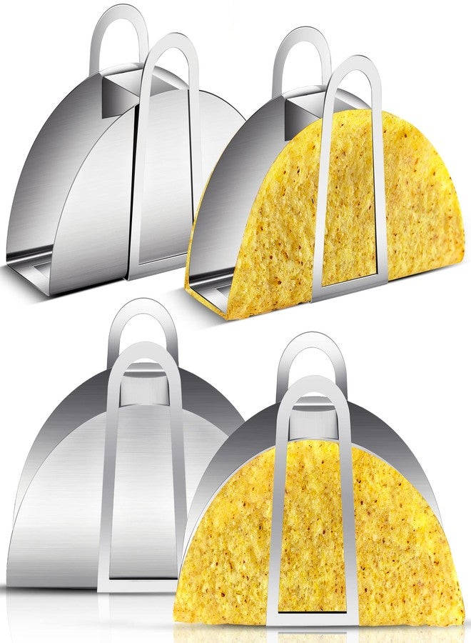 Cunhill 4 Pack Stainless Steel Taco Shell Mold Taco Shell Holder Stands Corn Tortilla Shaper for Frying Crispy Maker for Baking Fryer Air Frying Make Crispy Flat Kitchen Cooking Tools - Image 1